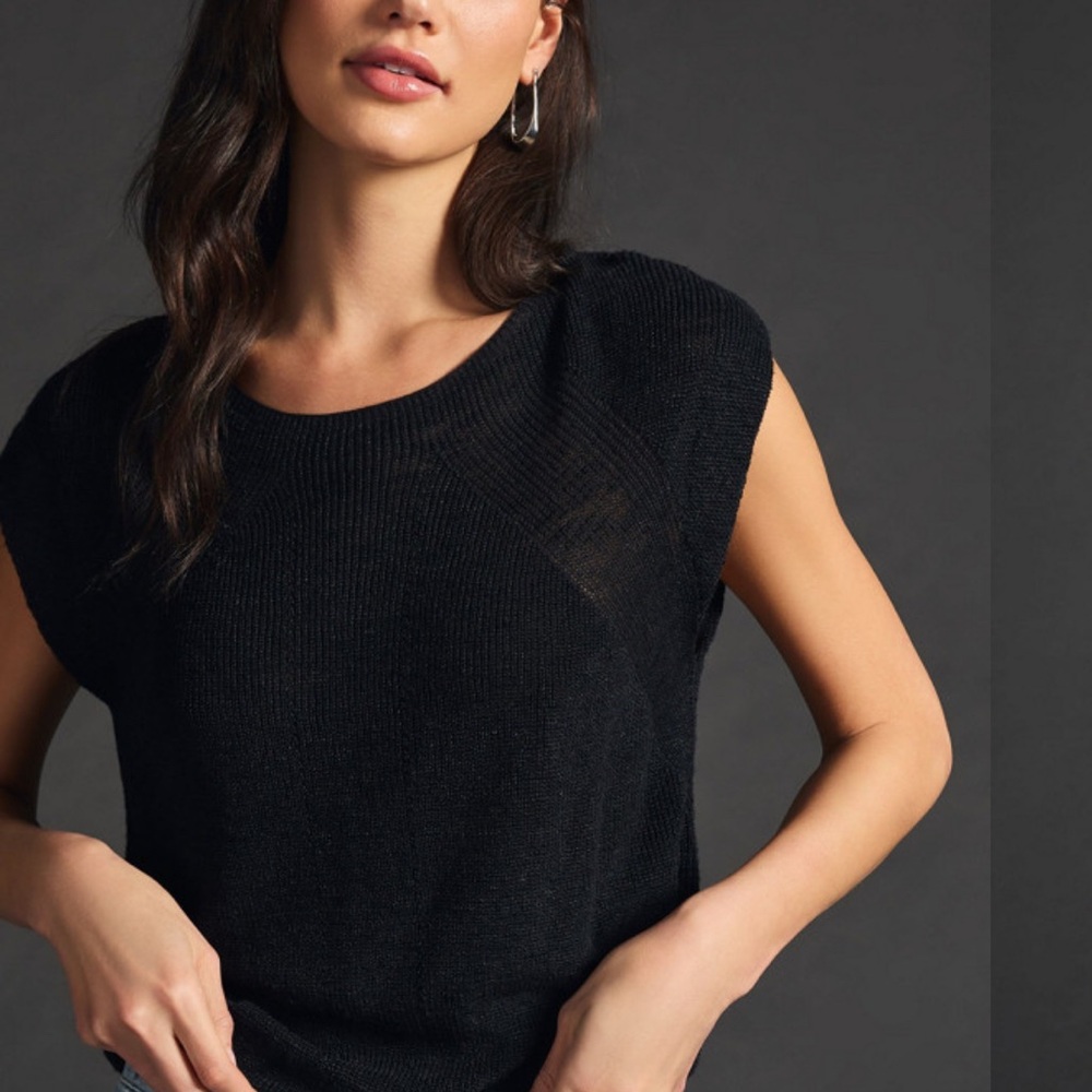 Anthropologie Maeve Black Sweater Tee, XS